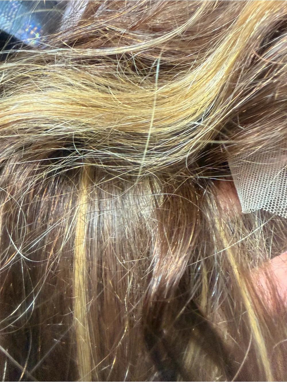 Stylish Brown Wig with Golden Blonde Highlights - Women Hair synthetic